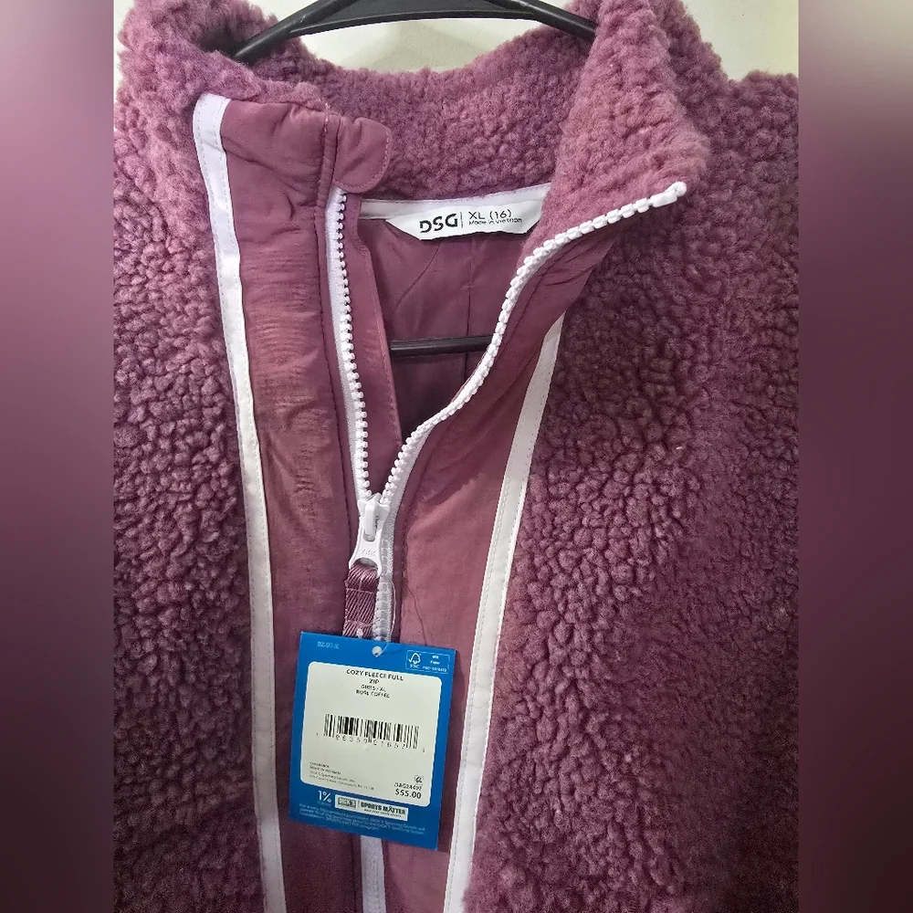 DSG Kids Size XL Rose Fleece‎ Jacket NWT full Zip Up